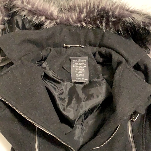 Cropped Wool Blend Hooded Moto Jacket size Small 7-8 - Picture 7 of 10